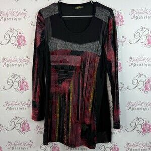 Dolcezza top or mini dress abstract flowy Elegant Black and Red Women's Dress